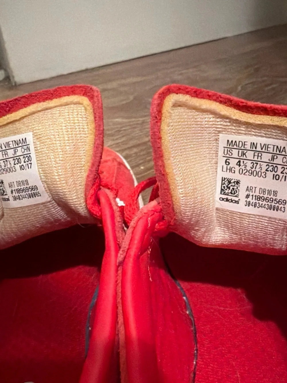 adidas Red Suede Campus Sneakers with White Stripes